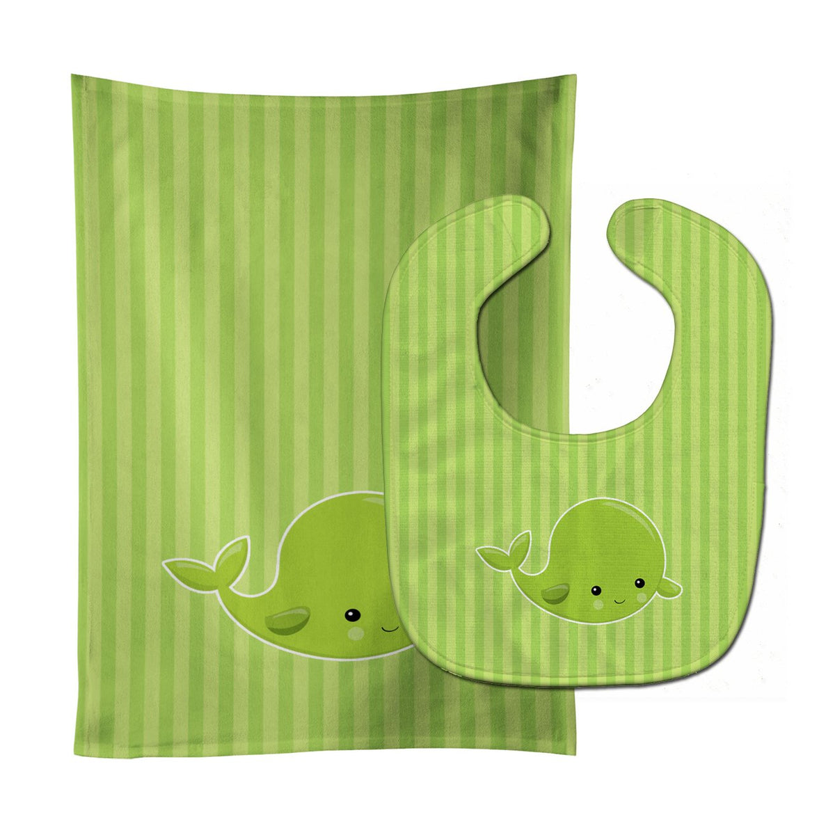 Nautical Whale Green Baby Bib & Burp Cloth Easy-Clean Baby Bib Baby Feeding Accessory Baby Mealtime Essential