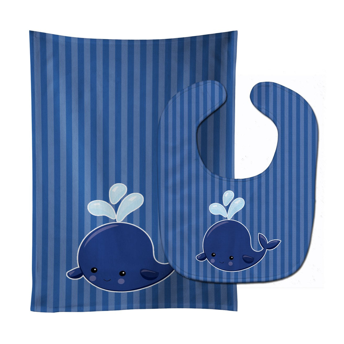 Nautical Whale Blue #2 Baby Bib & Burp Cloth Easy-Clean Baby Bib Baby Feeding Accessory Baby Mealtime Essential
