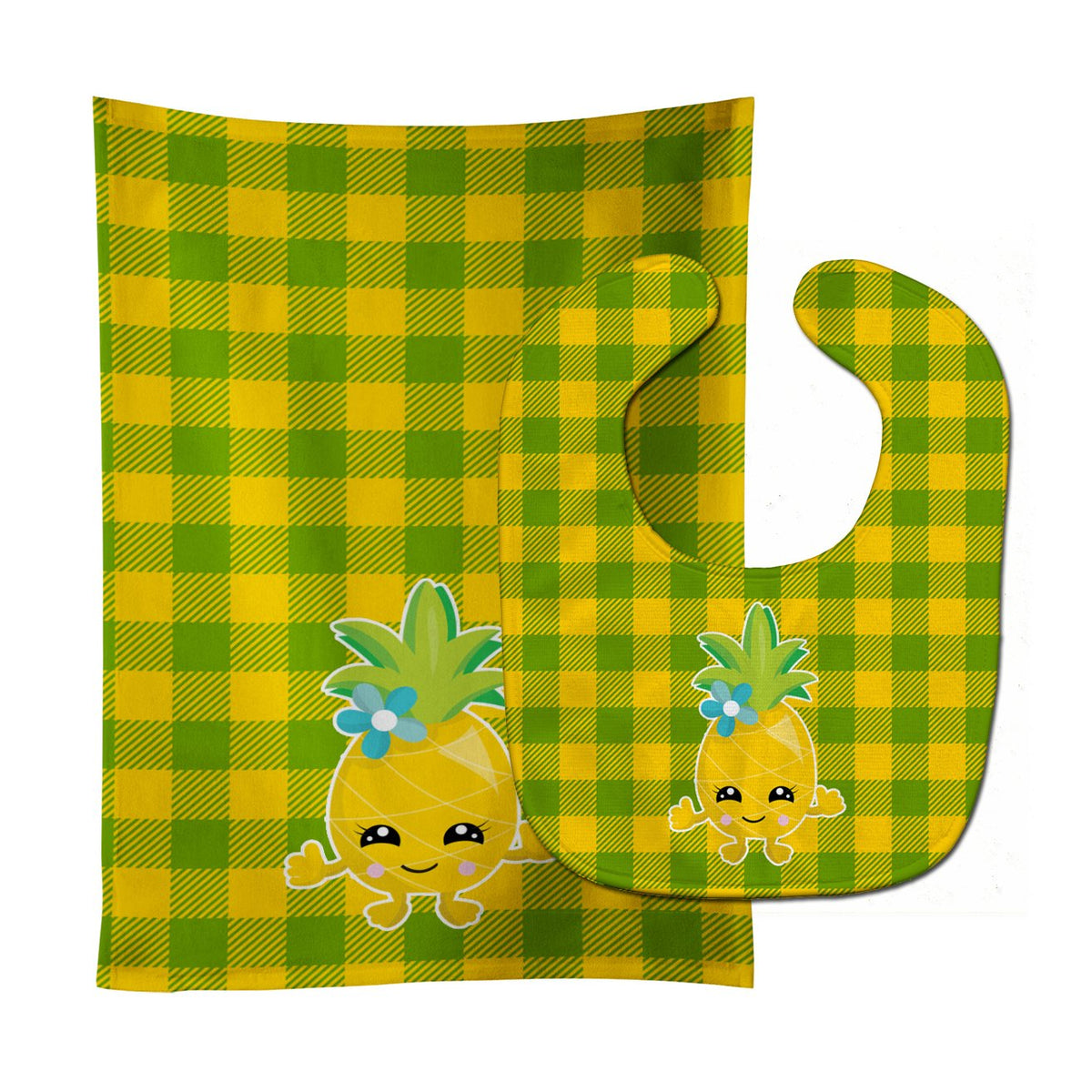 Pineapple Girl Face Baby Bib & Burp Cloth Easy-Clean Baby Bib Baby Feeding Accessory Baby Mealtime Essential