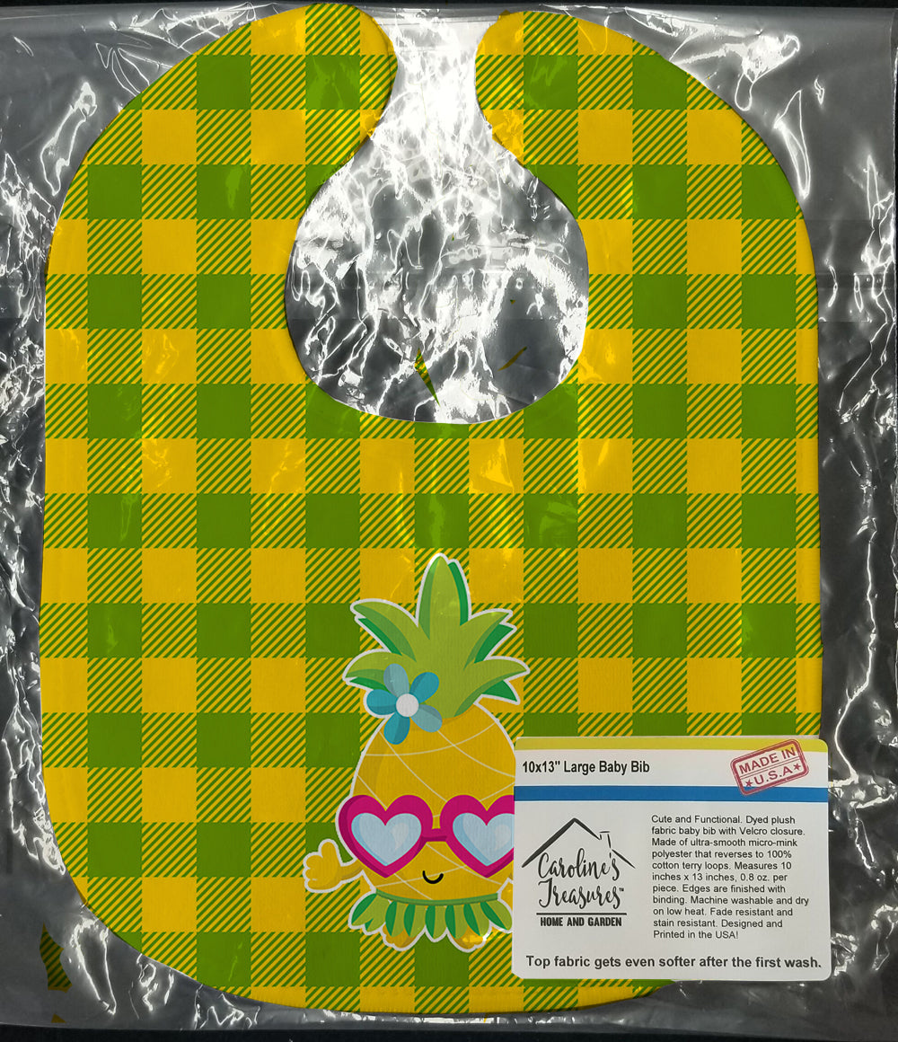 Pineapple Face with Heart Glasses Baby Bib Easy-Clean Baby Bib Baby Feeding Accessory Baby Mealtime Essential, 10 x 13, Multicolor