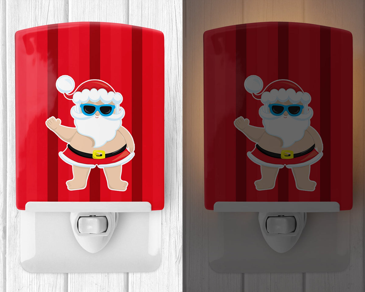 Beach Santa Claus #3 Ceramic Night Light Compact, UL-Certified, Ideal for Bedroom, Bathroom, Nursery, Hallway, Kitchen, 6x4x3, Multicolor