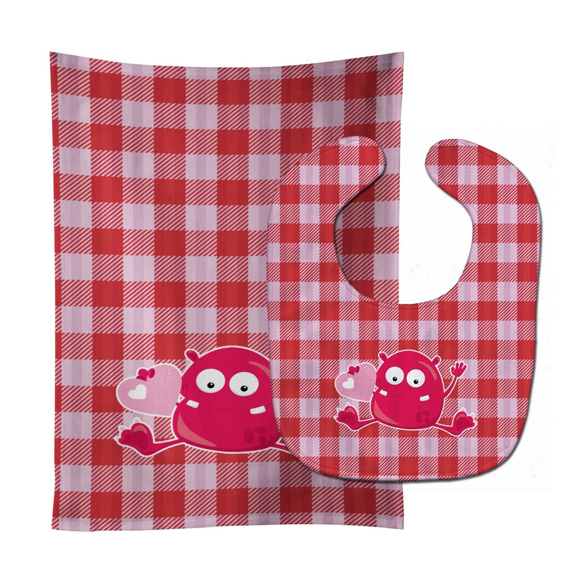 Cupid Monster Angel on Plaid #6 Baby Bib & Burp Cloth Easy-Clean Baby Bib Baby Feeding Accessory Baby Mealtime Essential