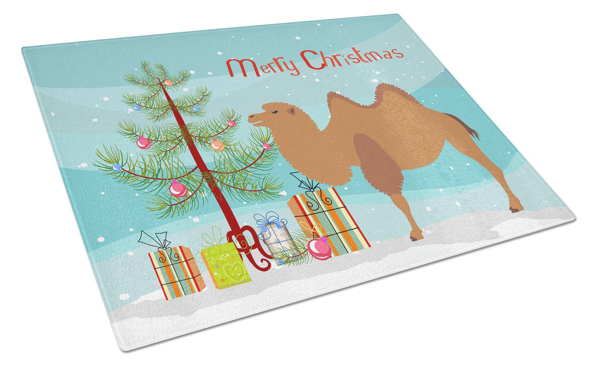 Bactrian Camel Christmas Cutting Board Tempered Glass Kitchen Cutting Surface, Heat Resistant Chopping, Non-Slip Feet, Food Prep & Serving
