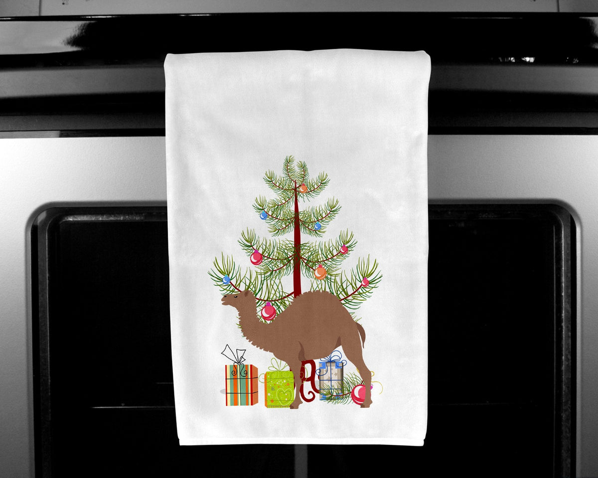 F1 Hybrid Camel Christmas Kitchen Towel Set of 2 White Dish Towels Decorative Bathroom Hand towel for Hand, Face, Hair, Yoga, Tea, Dishcloth, 19 X 28", White
