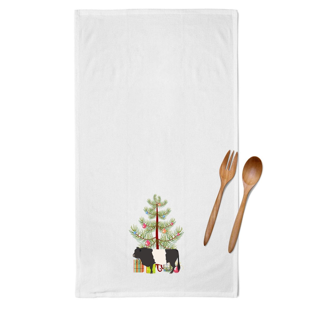Belted Galloway Cow Christmas Kitchen Towel Set of 2 White Dish Towels Decorative Bathroom Hand towel for Hand, Face, Hair, Yoga, Tea, Dishcloth, 19 X 28", White