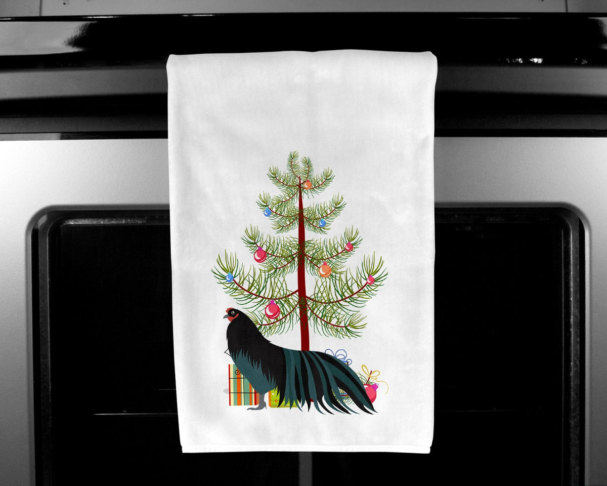 Sumatra Chicken Christmas Kitchen Towel Set of 2 White Dish Towels Decorative Bathroom Hand towel for Hand, Face, Hair, Yoga, Tea, Dishcloth, 19 X 28", White