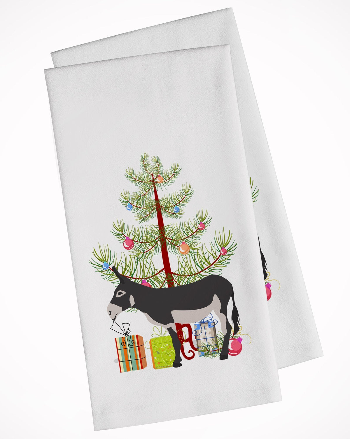 American Mammoth Jack Donkey Christmas Kitchen Towel Set of 2 White Dish Towels Decorative Bathroom Hand towel for Hand, Face, Hair, Yoga, Tea, Dishcloth, 19 X 28", White