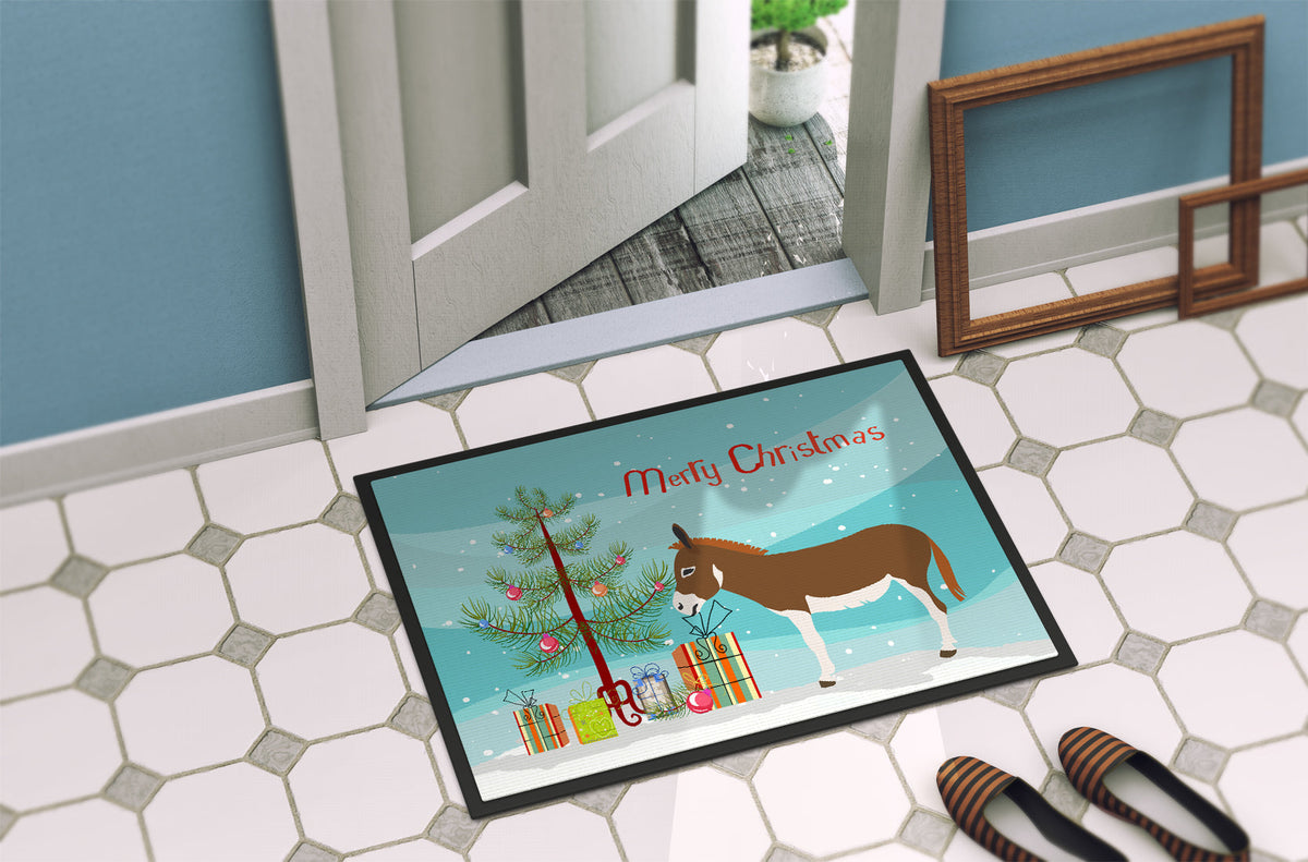 Miniature Mediterranian Donkey Christmas Doormat Indoor Outdoor 18H X 27W Front Door Mat Rugs for Entryway, Non Slip Washable