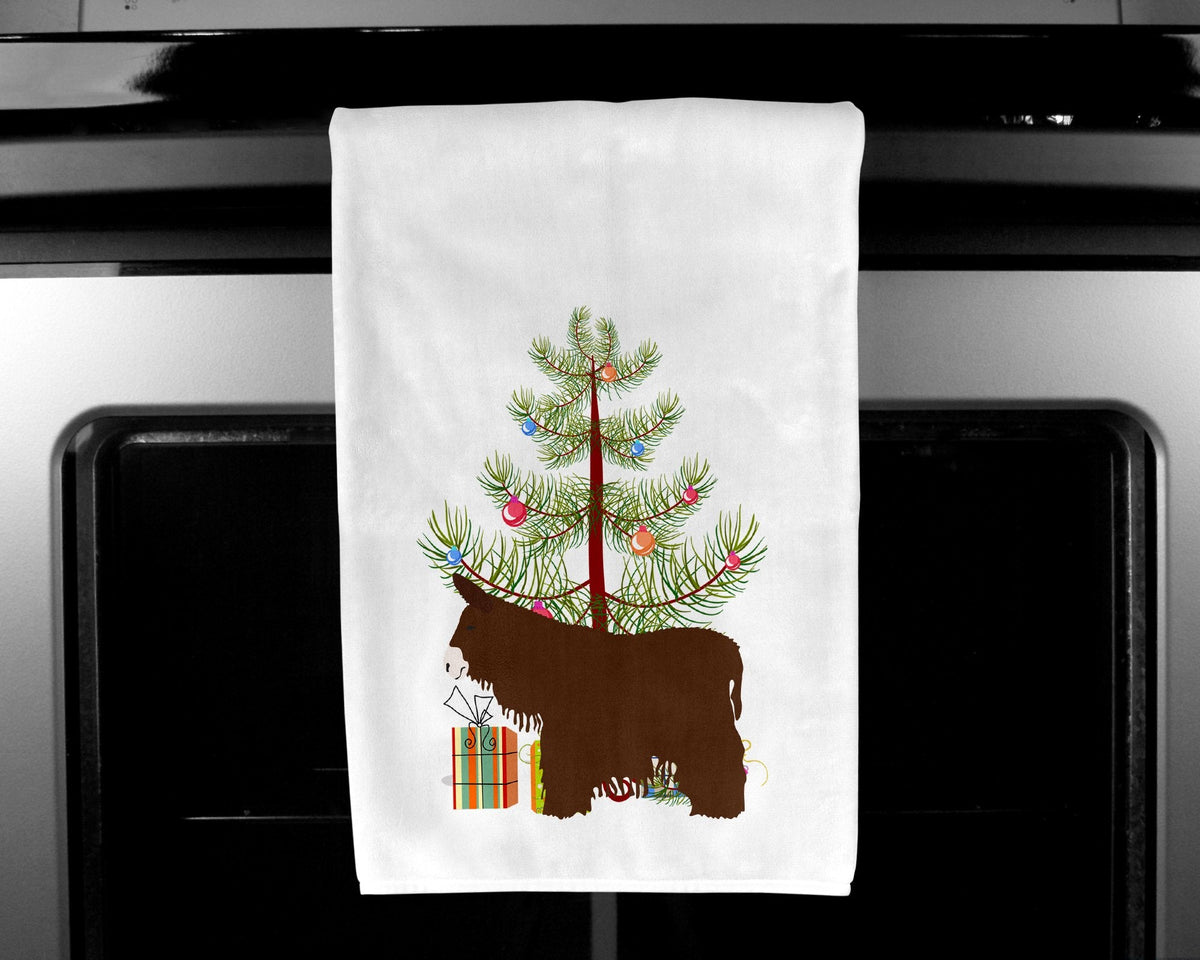 Poitou Poiteuin Donkey Christmas Kitchen Towel Set of 2 White Dish Towels Decorative Bathroom Hand towel for Hand, Face, Hair, Yoga, Tea, Dishcloth, 19 X 28", White