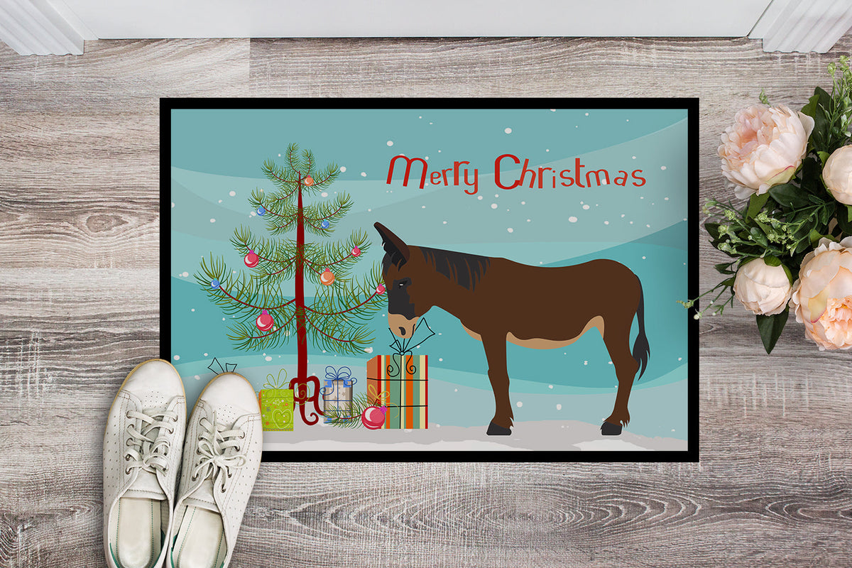 Zamorano-Leones Donkey Christmas Doormat Indoor Outdoor 18H X 27W Front Door Mat Rugs for Entryway, Non Slip Washable