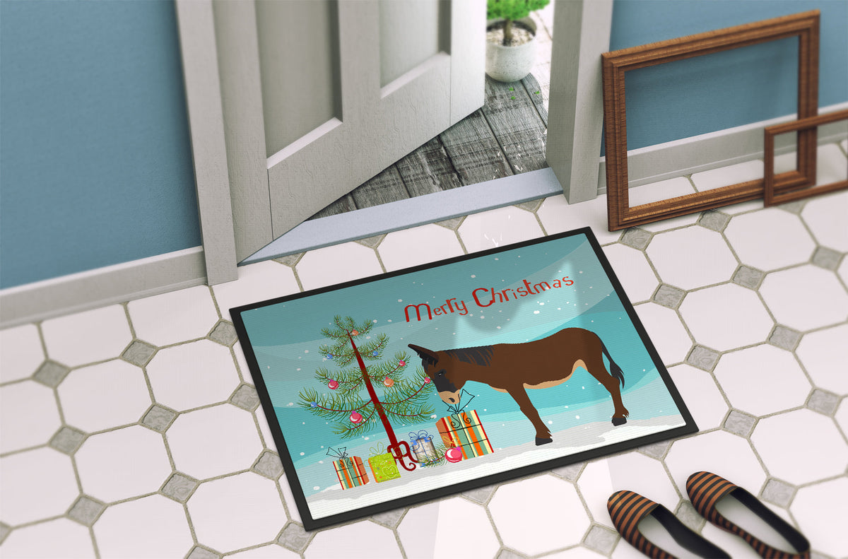 Zamorano-Leones Donkey Christmas Doormat Indoor Outdoor 18H X 27W Front Door Mat Rugs for Entryway, Non Slip Washable