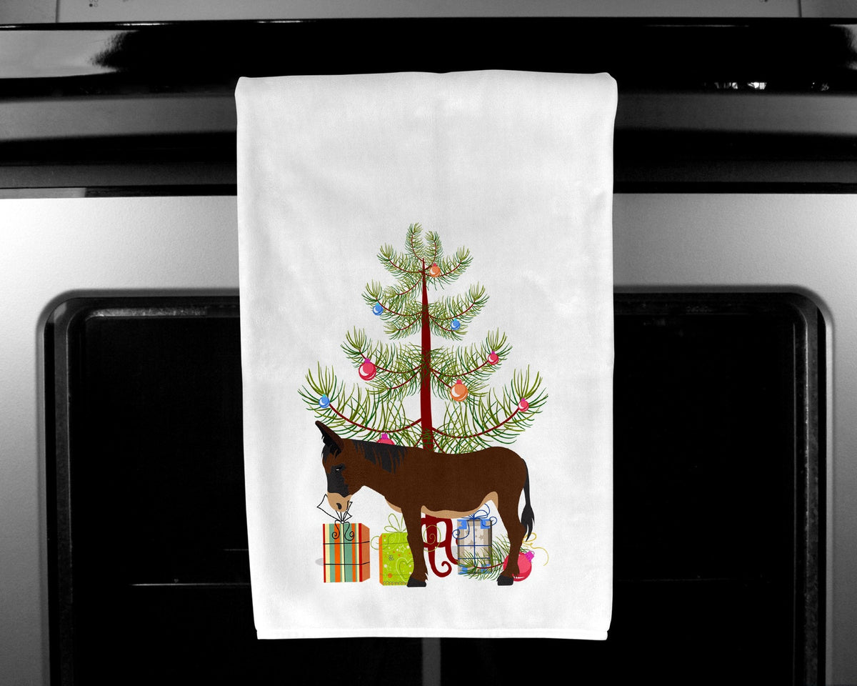 Zamorano-Leones Donkey Christmas Kitchen Towel Set of 2 White Dish Towels Decorative Bathroom Hand towel for Hand, Face, Hair, Yoga, Tea, Dishcloth, 19 X 28", White