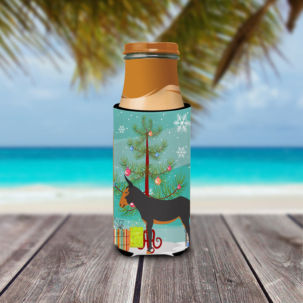 Catalan Donkey Christmas Slim Can Hugger , Insulated Foam Hugger for 12 oz Slim Cans, Beer Bottles & Water Bottles, Printed in USA