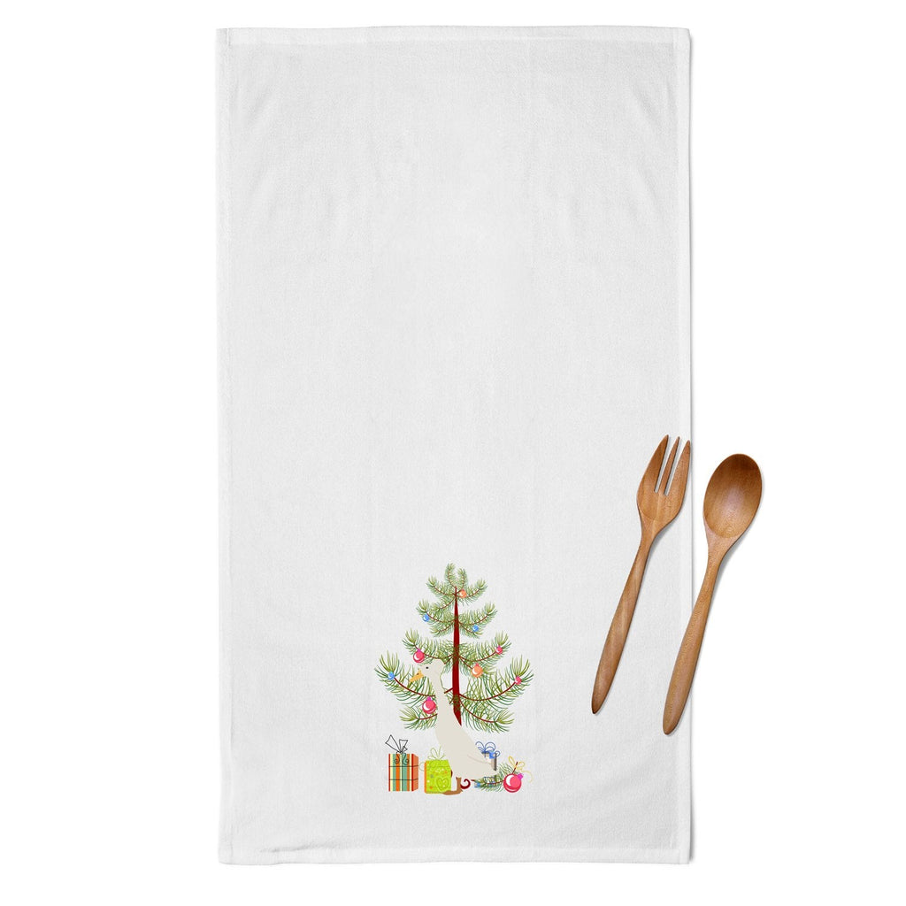 Bali Duck Christmas Kitchen Towel Set of 2 White Dish Towels Decorative Bathroom Hand towel for Hand, Face, Hair, Yoga, Tea, Dishcloth, 19 X 28", White