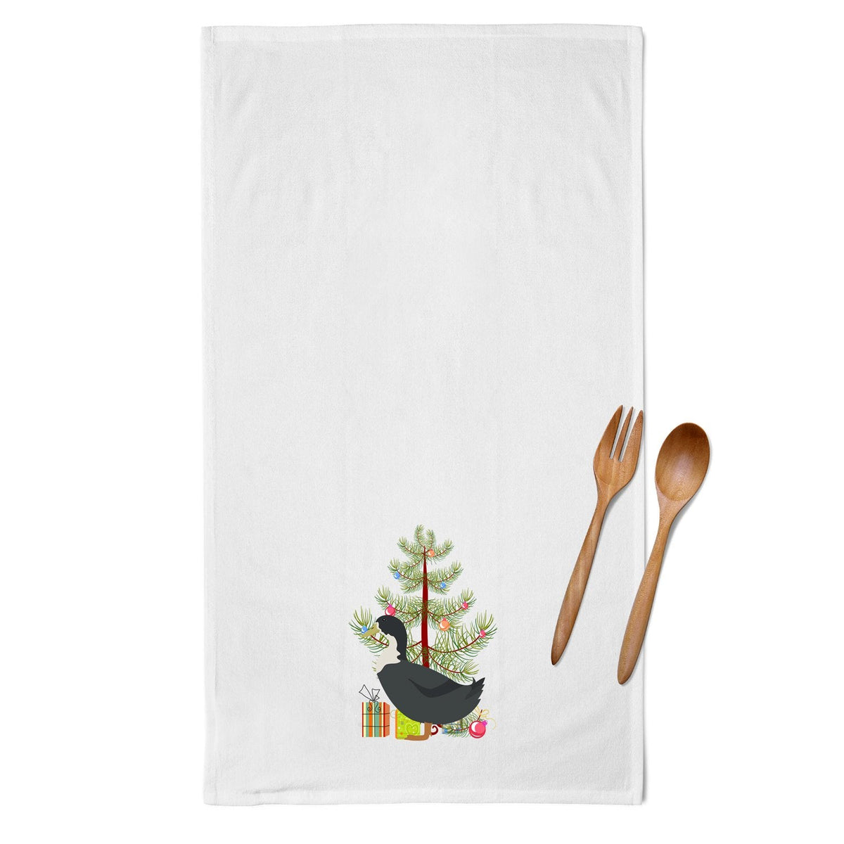 Blue Swedish Duck Christmas Kitchen Towel Set of 2 White Dish Towels Decorative Bathroom Hand towel for Hand, Face, Hair, Yoga, Tea, Dishcloth, 19 X 28", White