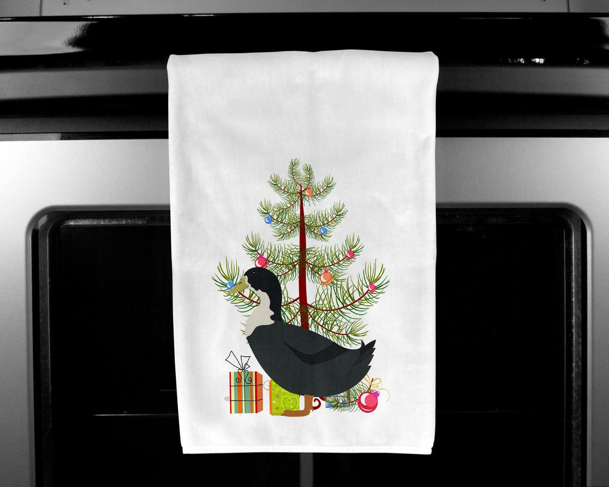 Blue Swedish Duck Christmas Kitchen Towel Set of 2 White Dish Towels Decorative Bathroom Hand towel for Hand, Face, Hair, Yoga, Tea, Dishcloth, 19 X 28", White
