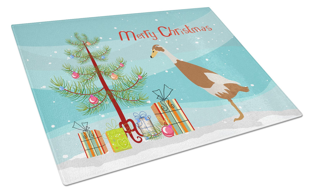 Indian Runner Duck Christmas Cutting Board Tempered Glass Kitchen Cutting Surface, Heat Resistant Chopping, Non-Slip Feet, Food Prep & Serving