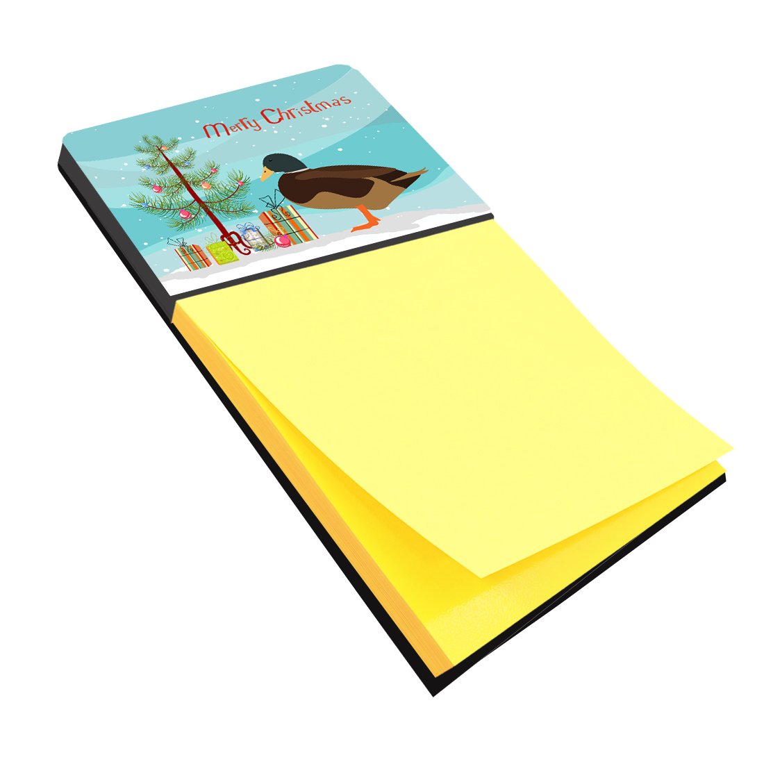 Silver Bantam Duck Christmas Watercolor Sticky Note Holder Refillable Dispenser Desk Accessory 3x3 Pad Gift