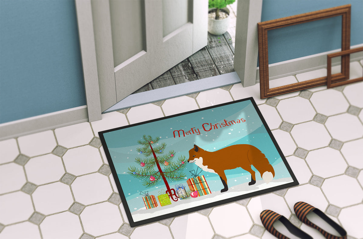 Red Fox Christmas Doormat Indoor Outdoor 24H X 36W Front Door Mat Rugs for Entryway, Non Slip Washable Low Pile,