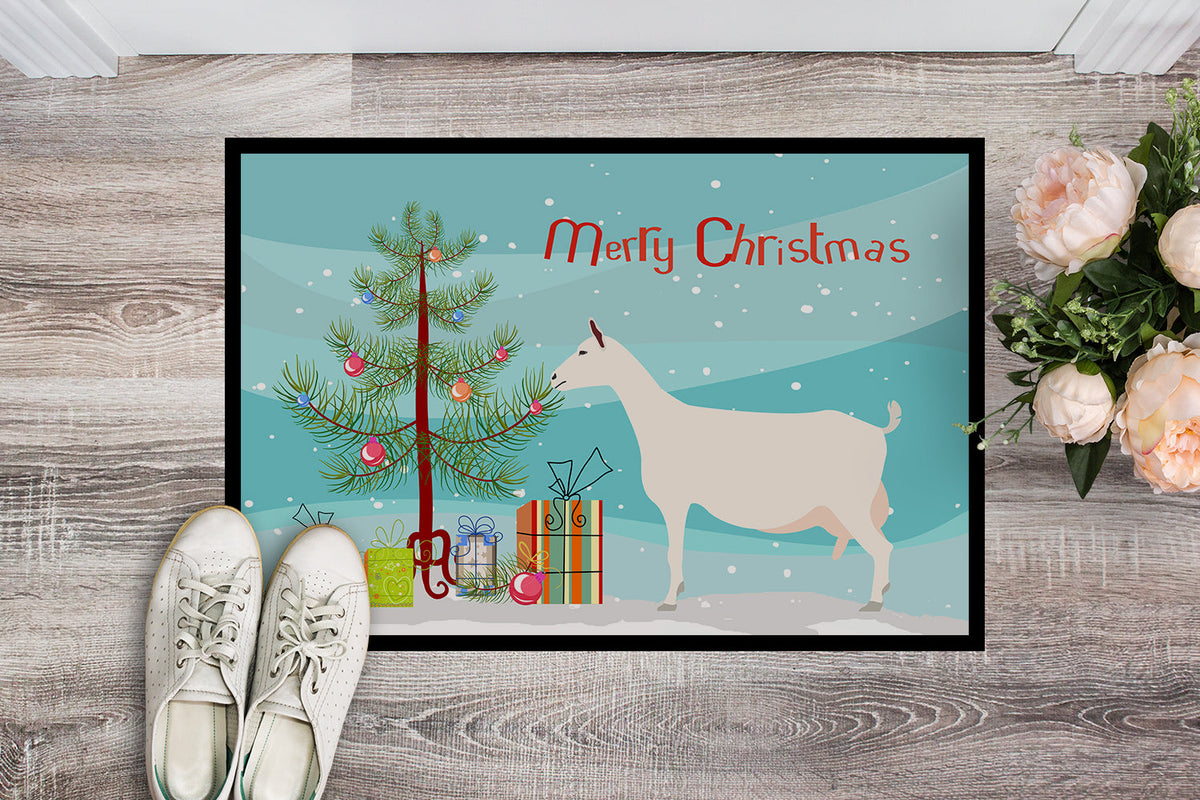 Saanen Goat Christmas Doormat Indoor Outdoor 24H X 36W Front Door Mat Rugs for Entryway, Non Slip Washable Low Pile,