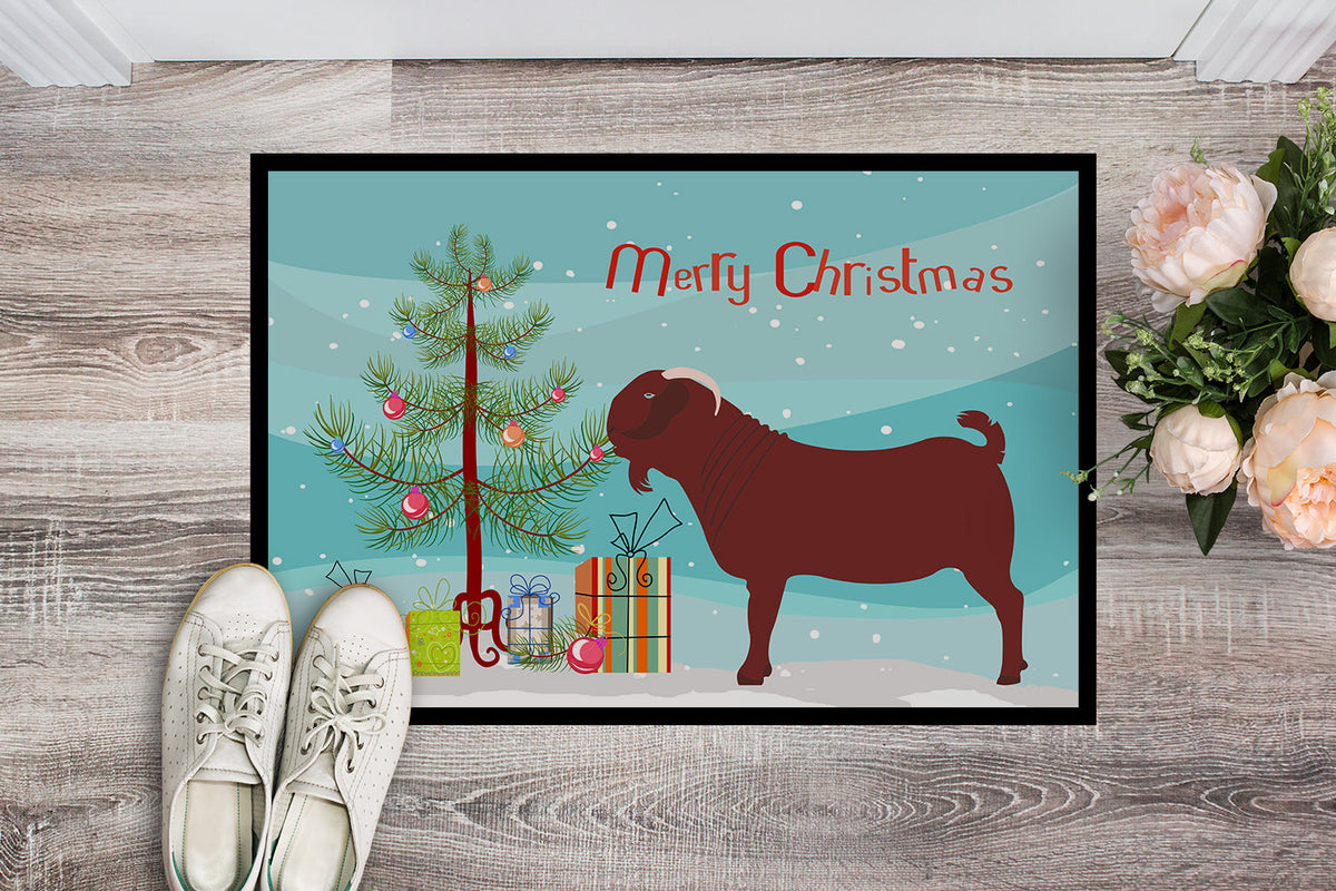 Kalahari Red Goat Christmas Doormat Indoor Outdoor 18H X 27W Front Door Mat Rugs for Entryway, Non Slip Washable