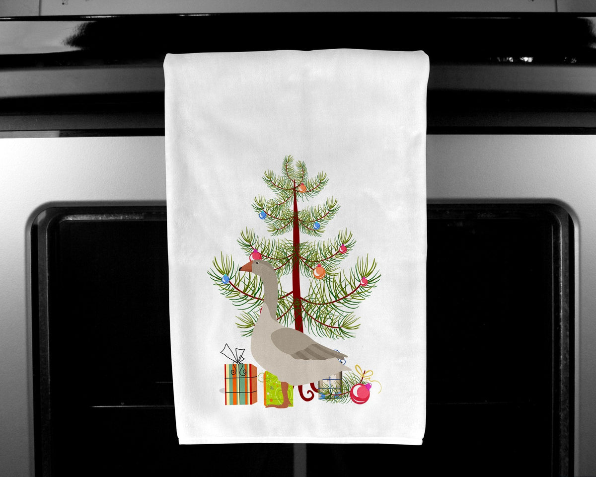 Steinbacher Goose Christmas Kitchen Towel Set of 2 White Dish Towels Decorative Bathroom Hand towel for Hand, Face, Hair, Yoga, Tea, Dishcloth, 19 X 28", White