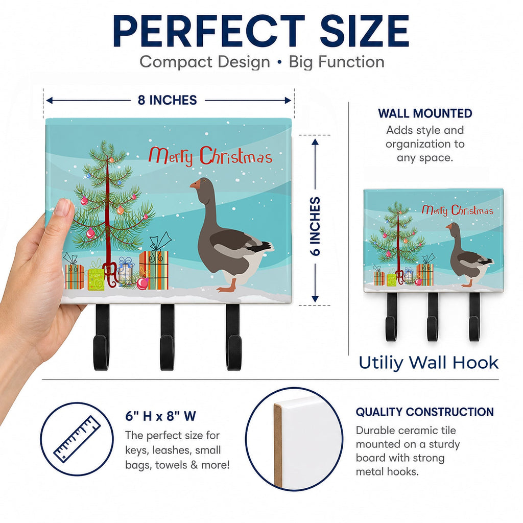 Toulouse Goose Christmas Leash or Key Holder Wall Hooks, Coat Rack Wall Mount, for Hanging Keys, Towels, Aprons, Leashes