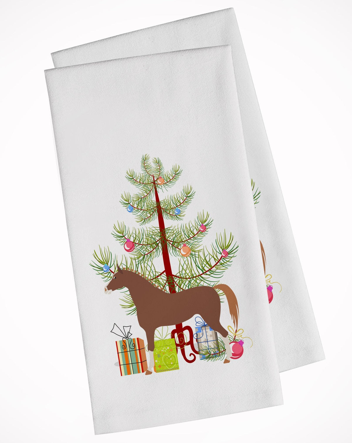 Hannoverian Horse Christmas Kitchen Towel Set of 2 White Dish Towels Decorative Bathroom Hand towel for Hand, Face, Hair, Yoga, Tea, Dishcloth, 19 X 28", White