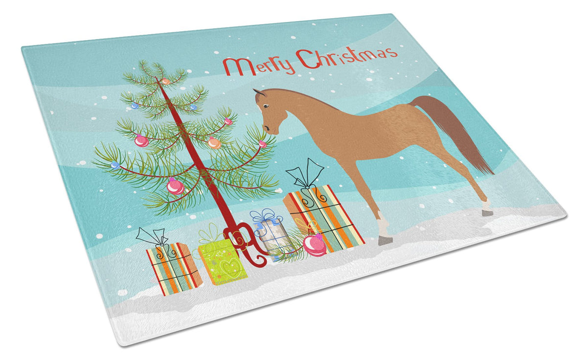 Arabian Horse Christmas Cutting Board Tempered Glass Kitchen Cutting Surface, Heat Resistant Chopping, Non-Slip Feet, Food Prep & Serving
