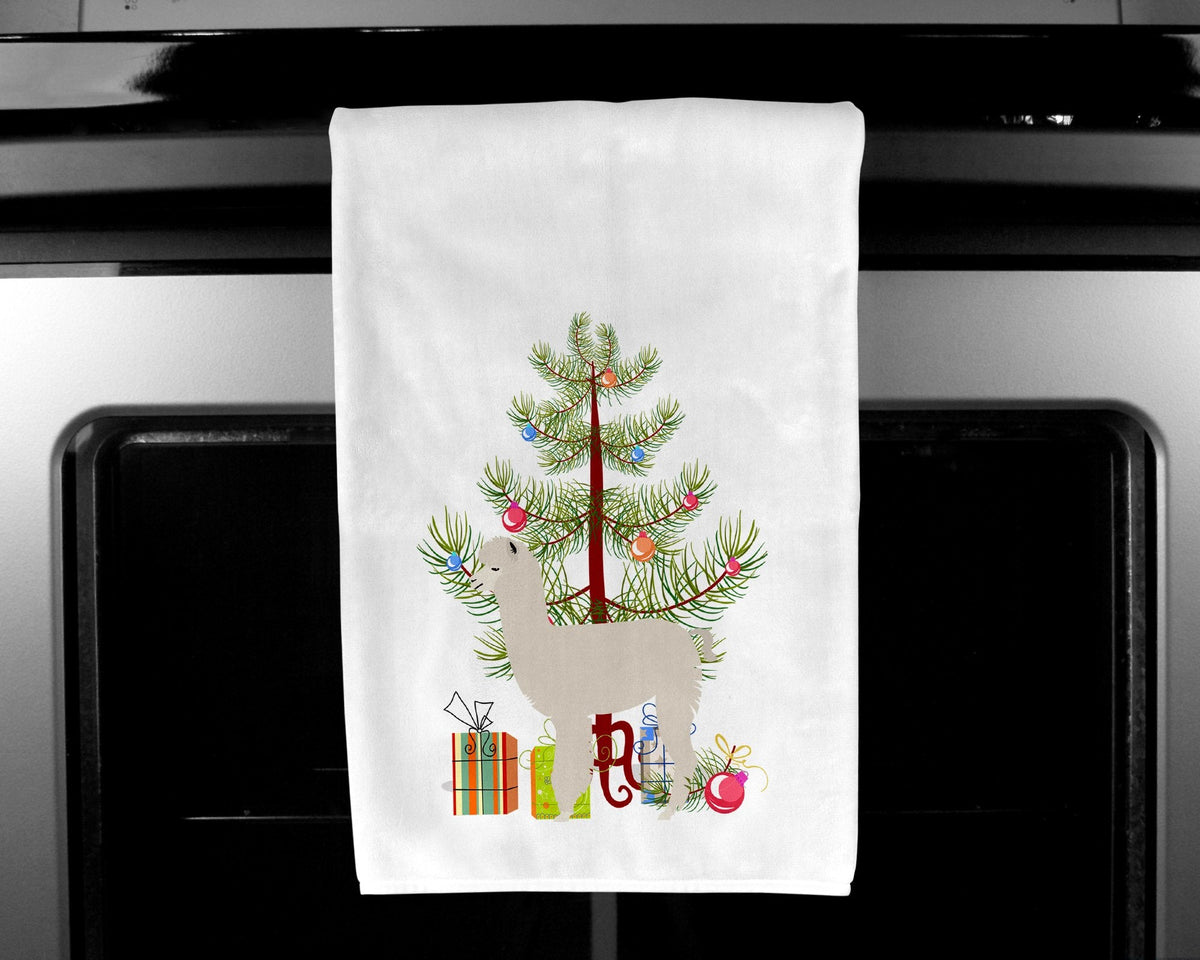 Alpaca Christmas Kitchen Towel Set of 2 White Dish Towels Decorative Bathroom Hand towel for Hand, Face, Hair, Yoga, Tea, Dishcloth, 19 X 28", White