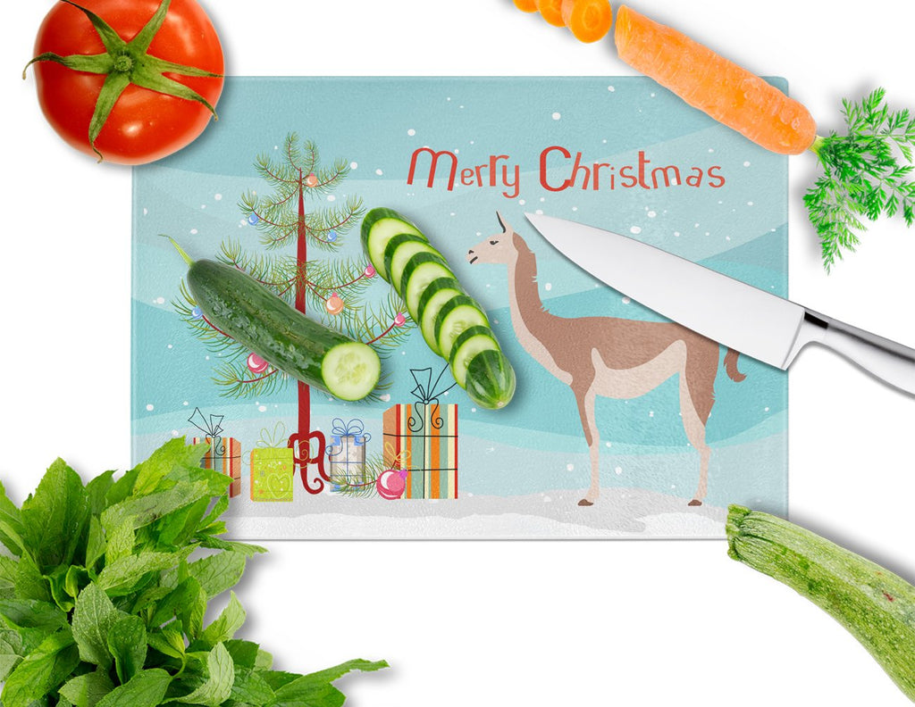 Guanaco Christmas Cutting Board Tempered Glass Kitchen Cutting Surface, Heat Resistant Chopping, Non-Slip Feet, Food Prep & Serving