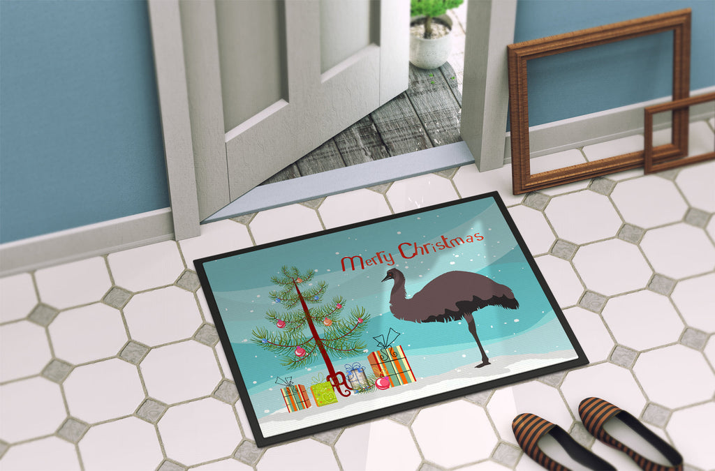 Emu Christmas Doormat Indoor Outdoor 24H X 36W Front Door Mat Rugs for Entryway, Non Slip Washable Low Pile,