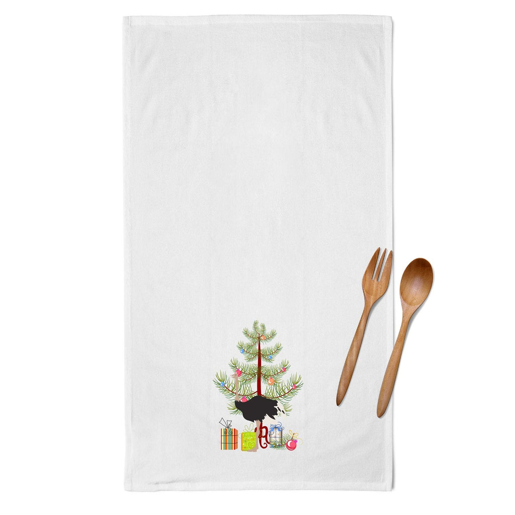 Common Ostrich Christmas Kitchen Towel Set of 2 White Dish Towels Decorative Bathroom Hand towel for Hand, Face, Hair, Yoga, Tea, Dishcloth, 19 X 28", White