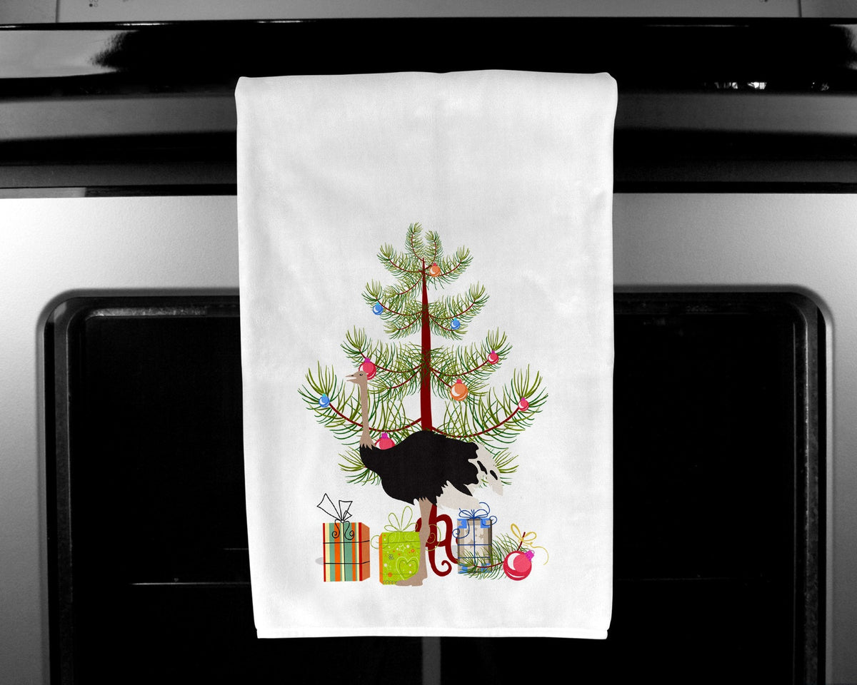 Common Ostrich Christmas Kitchen Towel Set of 2 White Dish Towels Decorative Bathroom Hand towel for Hand, Face, Hair, Yoga, Tea, Dishcloth, 19 X 28", White