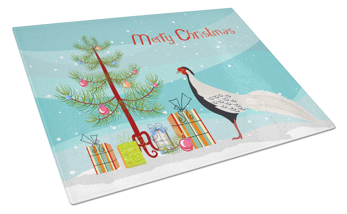 Silver Pheasant Christmas Cutting Board Tempered Glass Kitchen Cutting Surface, Heat Resistant Chopping, Non-Slip Feet, Food Prep & Serving