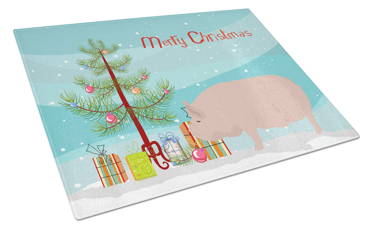 Welsh Pig Christmas Cutting Board Tempered Glass Kitchen Cutting Surface, Heat Resistant Chopping, Non-Slip Feet, Food Prep & Serving