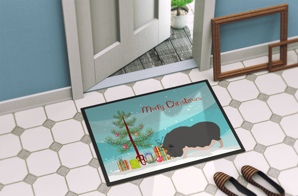 Vietnamese Pot-Bellied Pig Christmas Doormat Indoor Outdoor 24H X 36W Front Door Mat Rugs for Entryway, Non Slip Washable Low Pile,