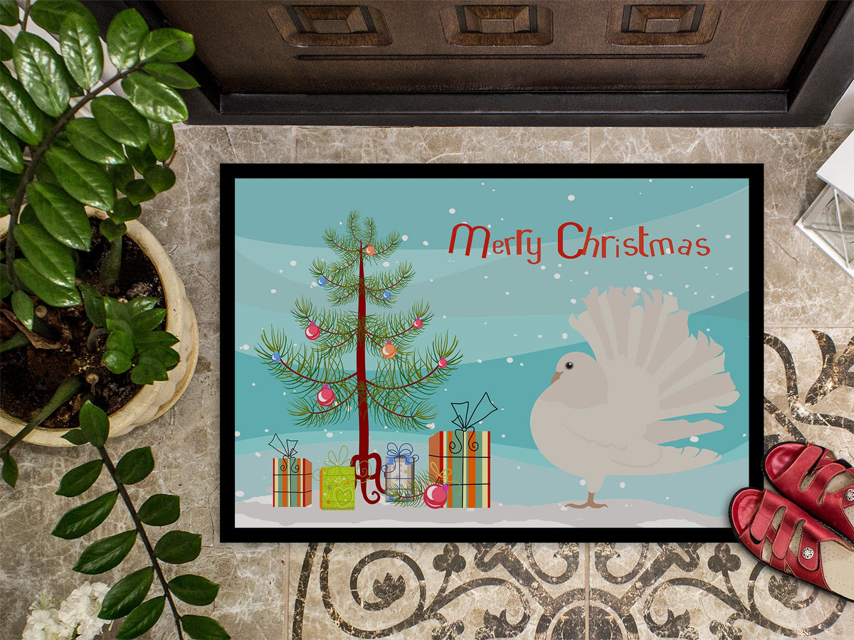 Silver Fantail Pigeon Christmas Doormat Indoor Outdoor 24H X 36W Front Door Mat Rugs for Entryway, Non Slip Washable Low Pile,