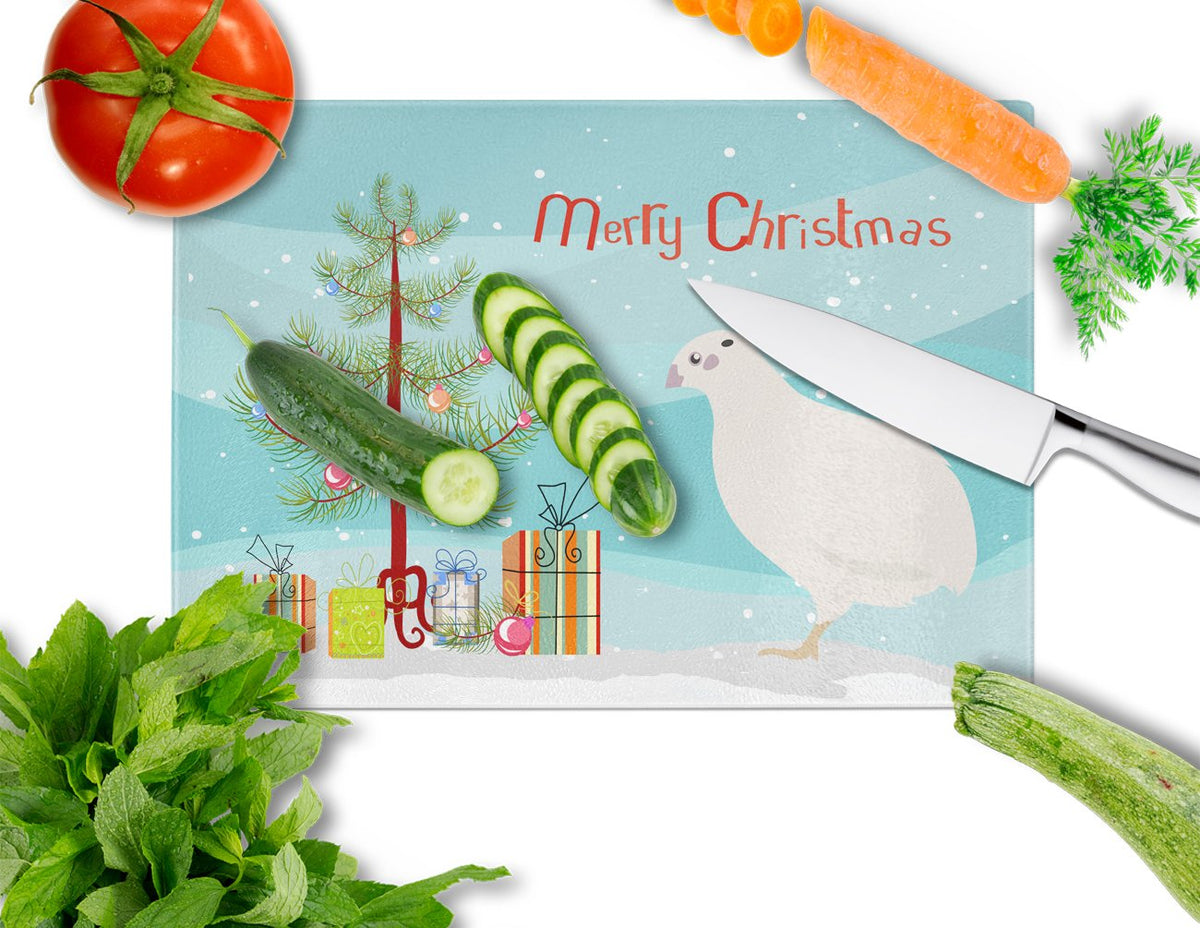 Texas Quail Christmas Cutting Board Tempered Glass Kitchen Cutting Surface, Heat Resistant Chopping, Non-Slip Feet, Food Prep & Serving