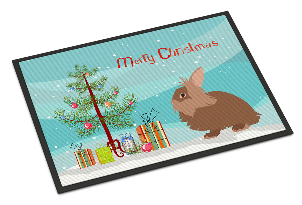 Lionhead Rabbit Christmas Doormat Indoor Outdoor 24H X 36W Front Door Mat Rugs for Entryway, Non Slip Washable Low Pile,