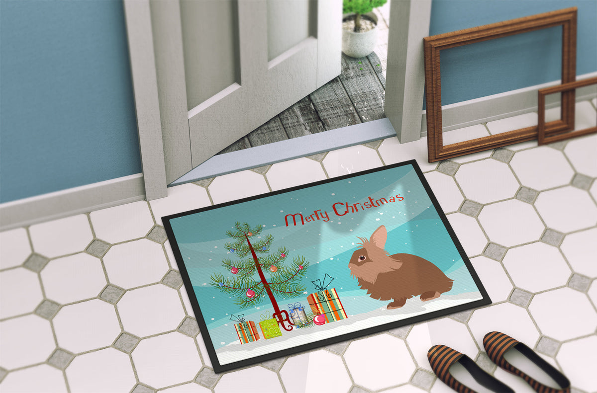 Lionhead Rabbit Christmas Doormat Indoor Outdoor 18H X 27W Front Door Mat Rugs for Entryway, Non Slip Washable