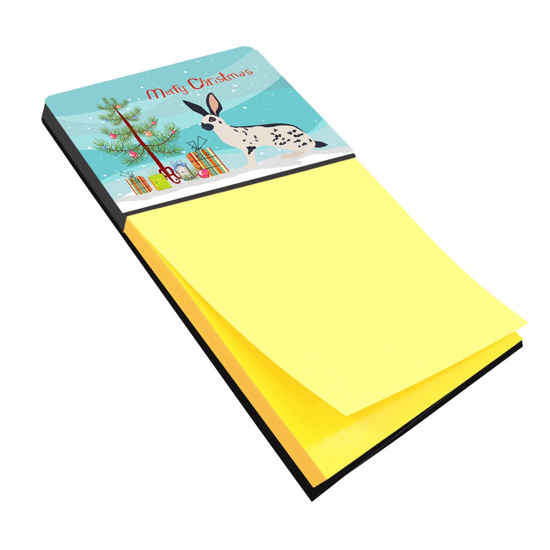 English Spot Rabbit Christmas Watercolor Sticky Note Holder Refillable Dispenser Desk Accessory 3x3 Pad Gift