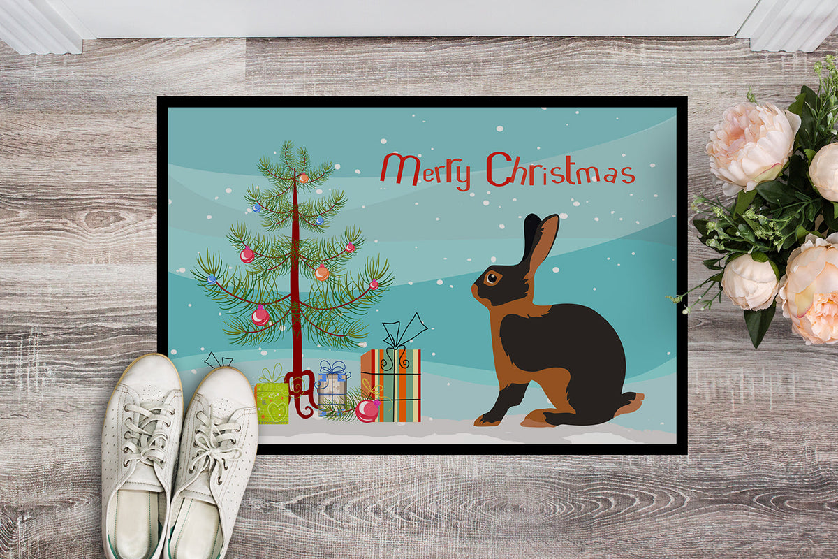 Tan Rabbit Christmas Doormat Indoor Outdoor 18H X 27W Front Door Mat Rugs for Entryway, Non Slip Washable