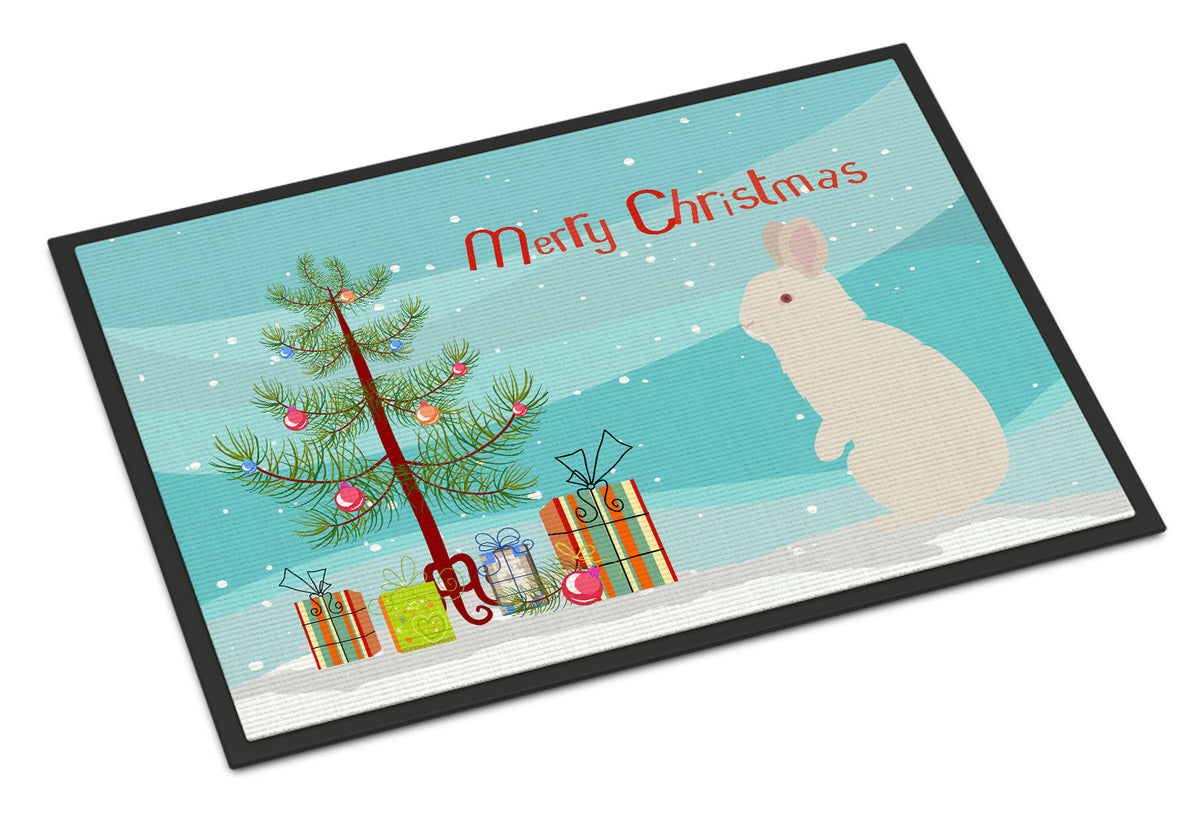New Zealand White Rabbit Christmas Doormat Indoor Outdoor 18H X 27W Front Door Mat Rugs for Entryway, Non Slip Washable