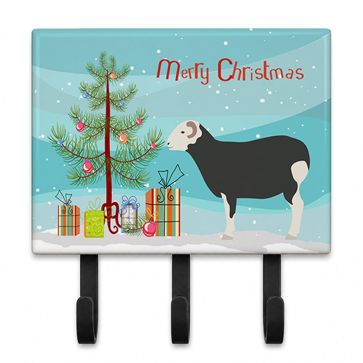 Herwick Sheep Christmas Leash or Key Holder Wall Hooks, Coat Rack Wall Mount, for Hanging Keys, Towels, Aprons, Leashes