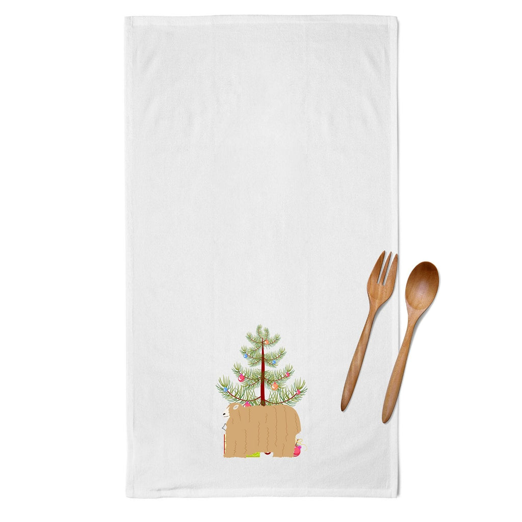 Lincoln Longwool Sheep Christmas Kitchen Towel Set of 2 White Dish Towels Decorative Bathroom Hand towel for Hand, Face, Hair, Yoga, Tea, Dishcloth, 19 X 28", White