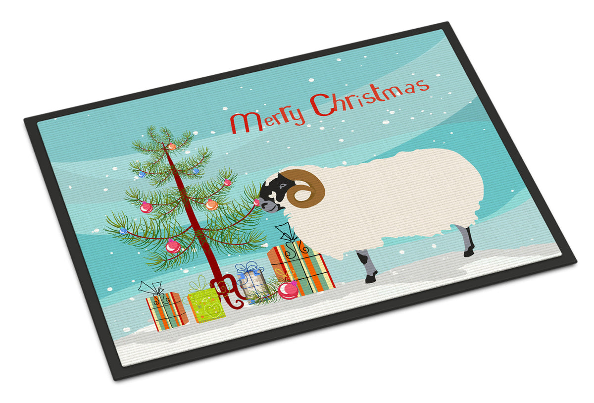 Scottish Blackface Sheep Christmas Doormat Indoor Outdoor 18H X 27W Front Door Mat Rugs for Entryway, Non Slip Washable