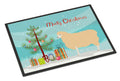 English Leicester Longwool Sheep Christmas Doormat Indoor Outdoor 18H X 27W Front Door Mat Rugs for Entryway, Non Slip Washable