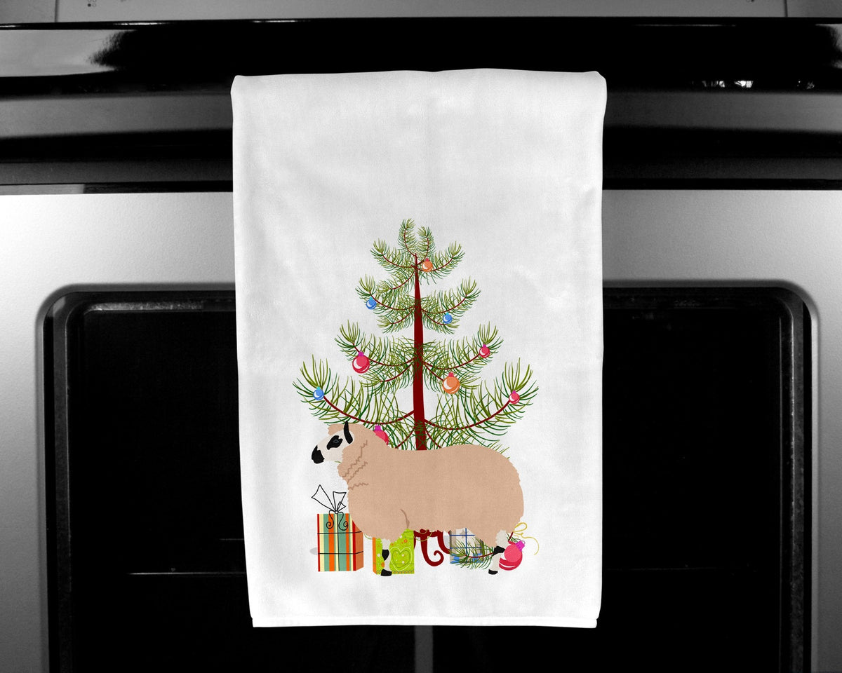 Kerry Hill Sheep Christmas Kitchen Towel Set of 2 White Dish Towels Decorative Bathroom Hand towel for Hand, Face, Hair, Yoga, Tea, Dishcloth, 19 X 28", White