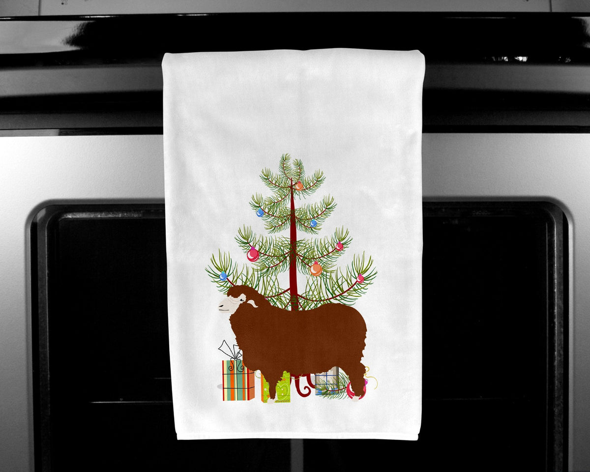 Merino Sheep Christmas Kitchen Towel Set of 2 White Dish Towels Decorative Bathroom Hand towel for Hand, Face, Hair, Yoga, Tea, Dishcloth, 19 X 28", White